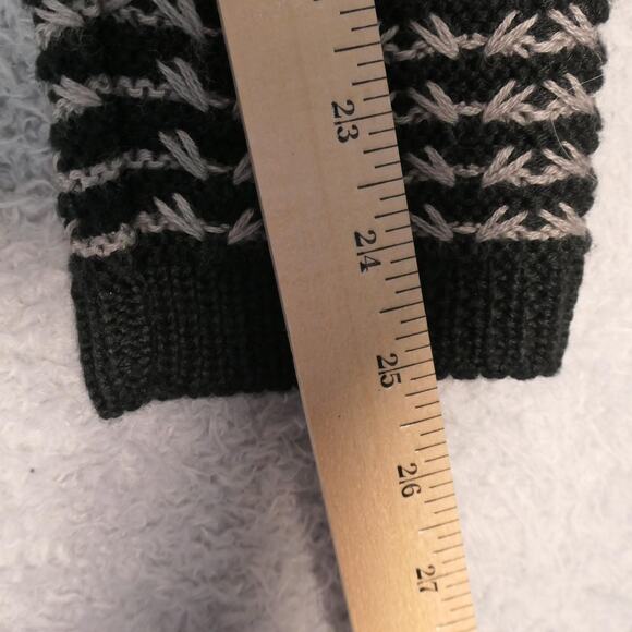 Tribal Cardigan Sweater Womens Medium Black Gray Chunky Knit Boho Wool Blend - Picture 9 of 12